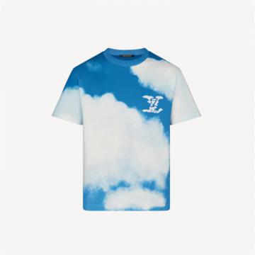 LV 1A89U4 男士蓝色 云朵图案印花 T恤