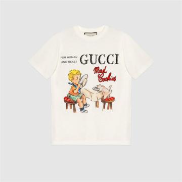 GUCCI 580762 女士白色 Gucci“Mad Cookies”印花 T恤