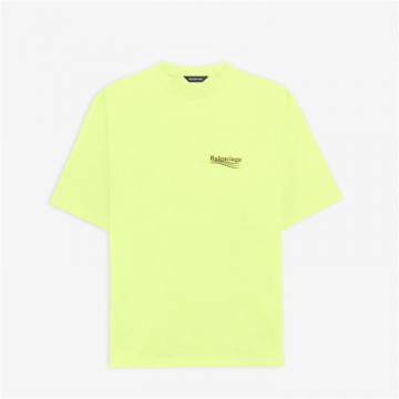 BALENCIAGA 641675TJVF77110 男士黄色 Political Campaign 宽松 T恤