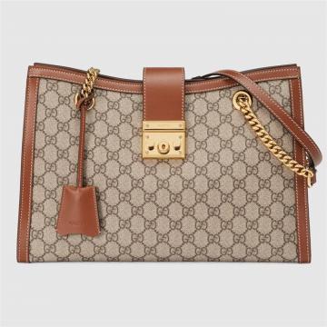 GUCCI 479197 女士棕色 Padlock 系列中号 GG 肩背包