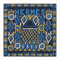 HERMES H652552S 女士蓝色 “珍珠凯莉包”140厘米水洗方巾
