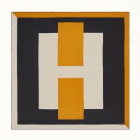 HERMES H213440S 女士黑色“H Passant”140厘米方巾