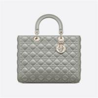 DIOR M0566ONGE 女士灰色羊皮 大号 LADY DIOR 手袋