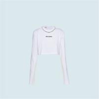 MIUMIU MJL732 女士白色 刺绣棉质平纹针织 T恤