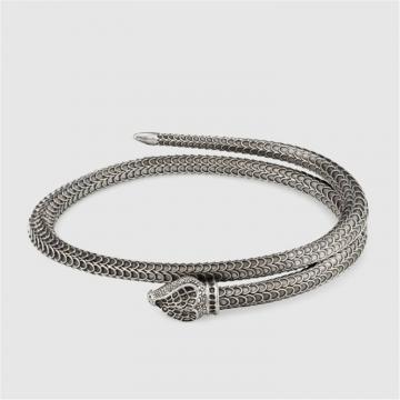 GUCCI 577283 女士银色 Gucci Garden 系列纯银灵蛇造型手镯