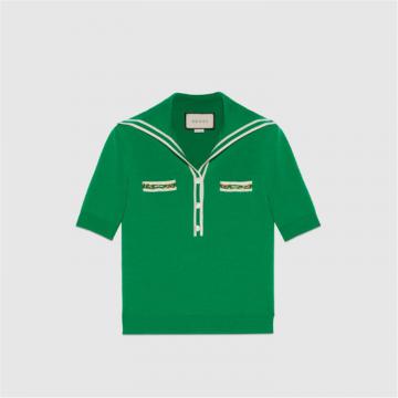 GUCCI 649844 女士绿色 羊毛 Polo 衫