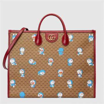 GUCCI 653952 女士乌木色 Doraemon x Gucci 联名系列大号托特包