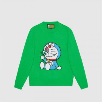 GUCCI 655654 女士绿色 Doraemon x Gucci 联名系列羊毛毛衣
