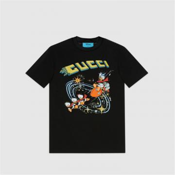 GUCCI 644671 女士黑色 Disney x Gucci 唐老鸭印花 T恤