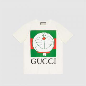 GUCCI 615044 女士象牙白色 Doraemon x Gucci 联名系列棉质 T恤