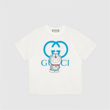 GUCCI 616036 男士象牙白色 Doraemon x Gucci 联名系列棉质 T恤