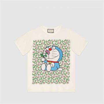 GUCCI 615044 女士象牙白色 Doraemon x Gucci 联名系列棉质 T恤