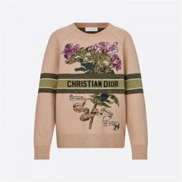 DIOR 114S55AM150 女士淡粉色 Fleurs Bibliques 针织衫