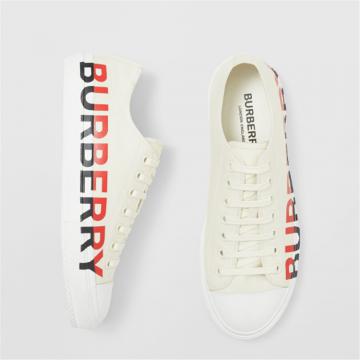 BURBERRY 80342521 男士白色 徽标印花三色棉质帆布运动鞋