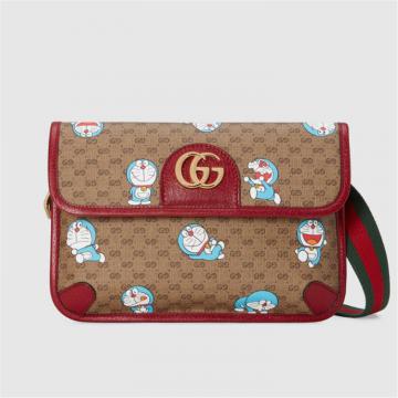 GUCCI 647817 男士乌木色 Doraemon x Gucci 腰包