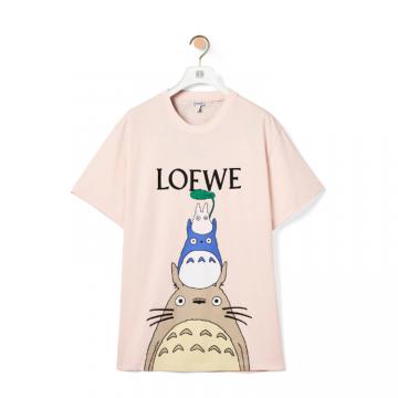 LOEWE S848Y22X02 女士粉色 棉质龙猫 T恤