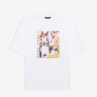 BALENCIAGA 641614TJVH19000 女士白色 I Love Dogs 加大号 T恤