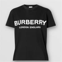 BURBERRY 80116511 女士黑色 徽标印花棉质 T恤衫