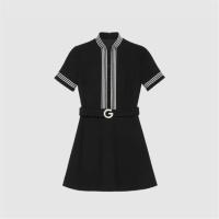 GUCCI 643352 女士黑色 轻质羊毛绉绸连衣裙