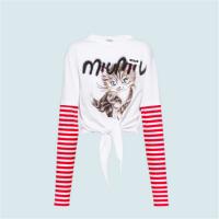 MIUMIU MJL735 女士白色 印花棉质平纹针织 T恤