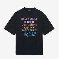 BALENCIAGA 612966TJVI32771 男士黑色 Languages 中等剪裁 T恤