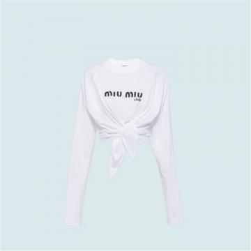  MIUMIU MJL720 女士白色 长袖平纹针织 T恤