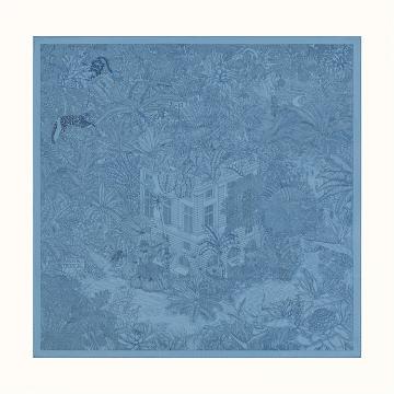 HERMES H003602S 女士灰色 “热带丛林版福宝”90厘米方巾