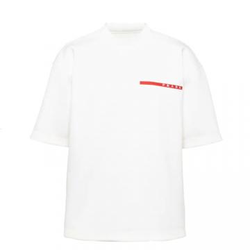 PRADA SJN273 男士白色 饰带装饰织物 T恤