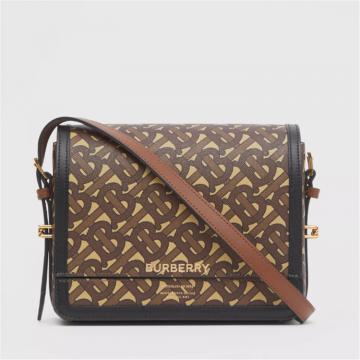 BURBERRY 80264311 女士马勒棕色 Grace 小号专属标识印花环保帆布格雷丝包