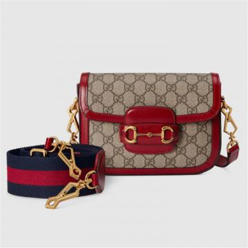 GUCCI 658574 女士红色拼乌木色 Gucci 马衔扣 1955 系列迷你手袋