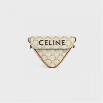 CELINE 195902BZK 女士白色 标志印花三角形手袋