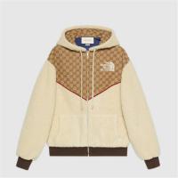 GUCCI 644582 女士米色 The North Face x Gucci 联名系列 GG 帆布环保毛羊皮夹克