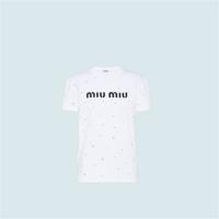 MIUMIU MJN240 女士白色 装饰元素平纹针织 T恤