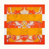 HERMES H003685S 女士橙色 “国家马术指导条纹版”90厘米方巾