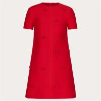 VALENTINO VB3VAUV51CF157 女士红色 Crepe Couture 刺绣连衣裙
