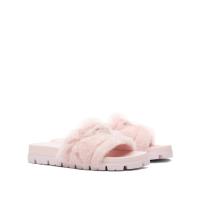 PRADA 1XX592 女士兰花粉色 羊皮毛拖鞋
