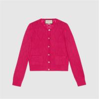 GUCCI 642117 女士紫红色 GG 镂空针织羊毛短款开衫