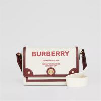 BURBERRY 80368211 女士自然色拼榴石色 Horseferry 印花帆布 Note 斜背包