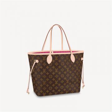 LV M41178 女士老花拼玫红色 NEVERFULL 中号手袋