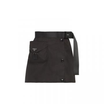 PRADA 21H90 女士黑色 Re-Nylon 再生尼龙华达呢 A字 半身裙