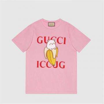 GUCCI 615044 女士粉色 Bananya x Gucci 联名系列棉质 T恤