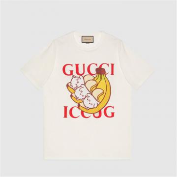 GUCCI 615044 女士白色 Bananya x Gucci 联名系列棉质 T恤