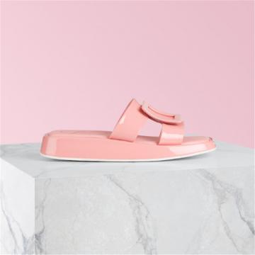 Roger Vivier RVW60930480D1PM215 女士粉色 Vivier Slide 漆皮凉拖