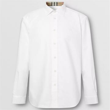 BURBERRY 80245141 男士白色 专属标识图案棉质牛津衬衫