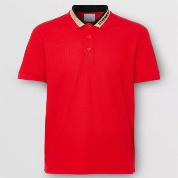 BURBERRY 80386011 男士红色 徽标装饰珠地网眼布棉质 Polo 衫