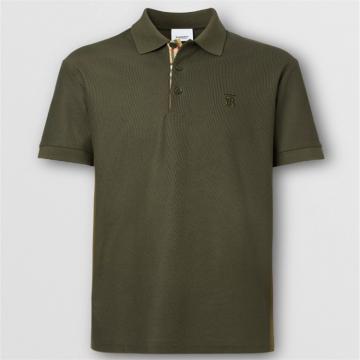 BURBERRY 80336691 男士深橄榄色 专属标识图案珠地网眼布棉质 Polo 衫