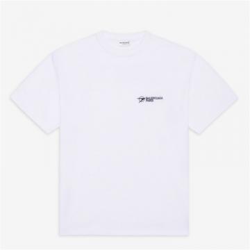 BALENCIAGA 612966TKV869040 男士白色 Corporate 中等剪裁 T恤