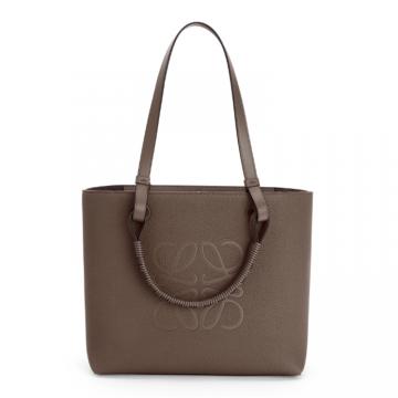 LOEWE A717S72X03 女士灰褐色 小号粒面牛皮 Anagram Tote 手袋