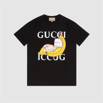GUCCI 615044 女士黑色 Bananya x Gucci 联名系列棉质 T恤