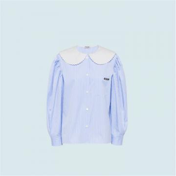 MIUMIU MK1539 女士天蓝色 条纹府绸衬衫